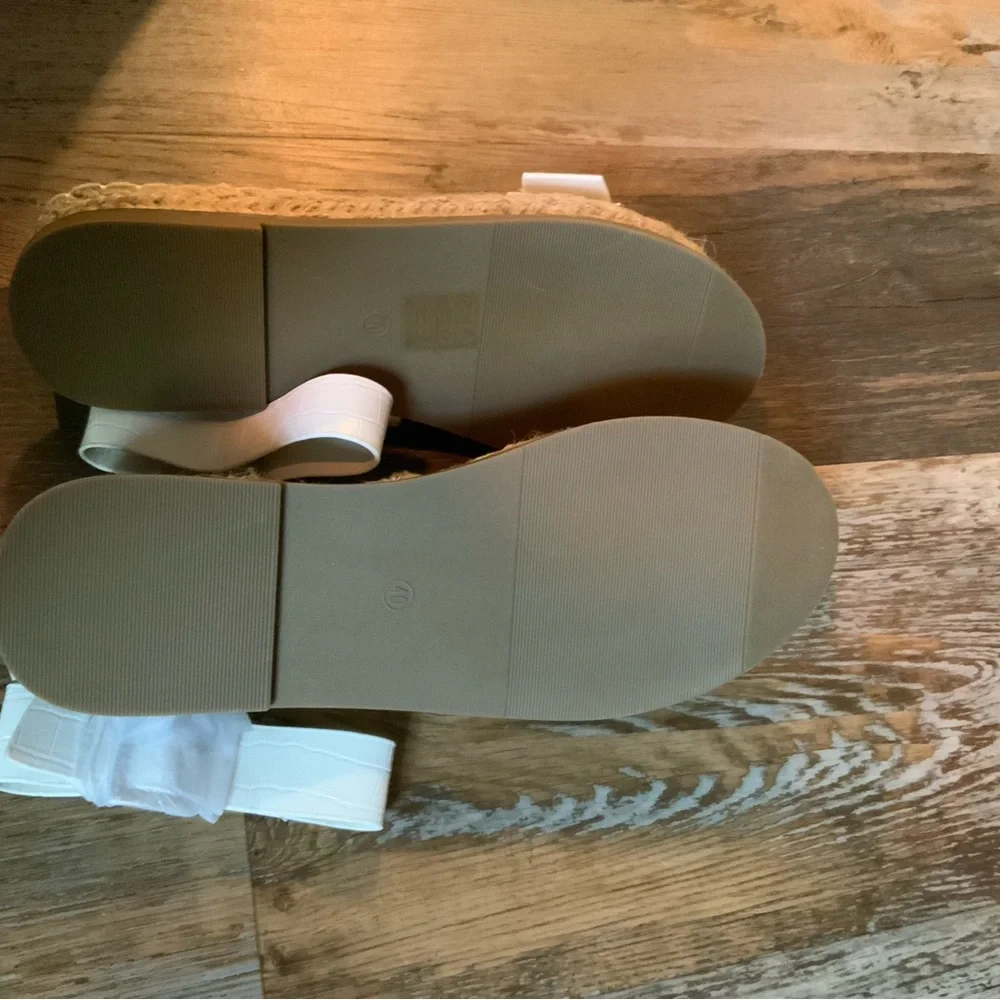 PrettyLittleThing White Platform Espadrille Sandals with Ankle Buckle Size 40